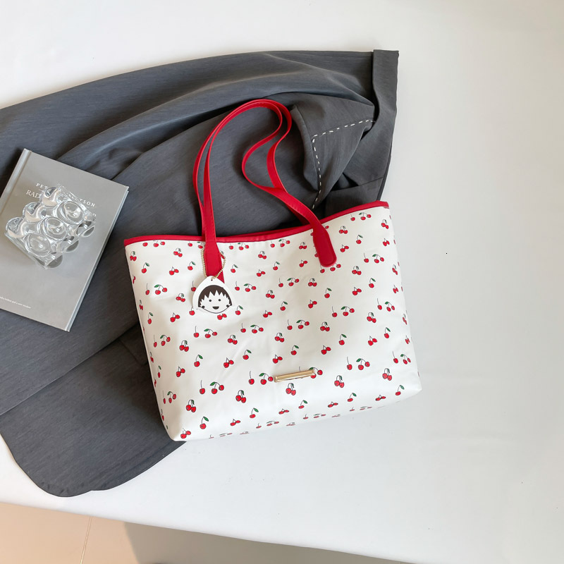 Free Delivery Designer Bag 2025 Summer Girl Commuting Cherry Tote Hand Fashion Niche Printed Texture Shoulder Bag For Women Luxury Bag