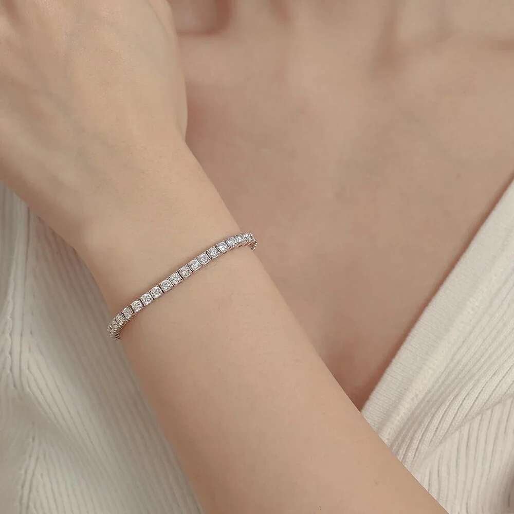 3mm 4mm Moissanite Tennis Bracelets for Women Men Sparkling Diamond GRA S925 Silver Plated White Gold Bracelet Wedding Jewelry