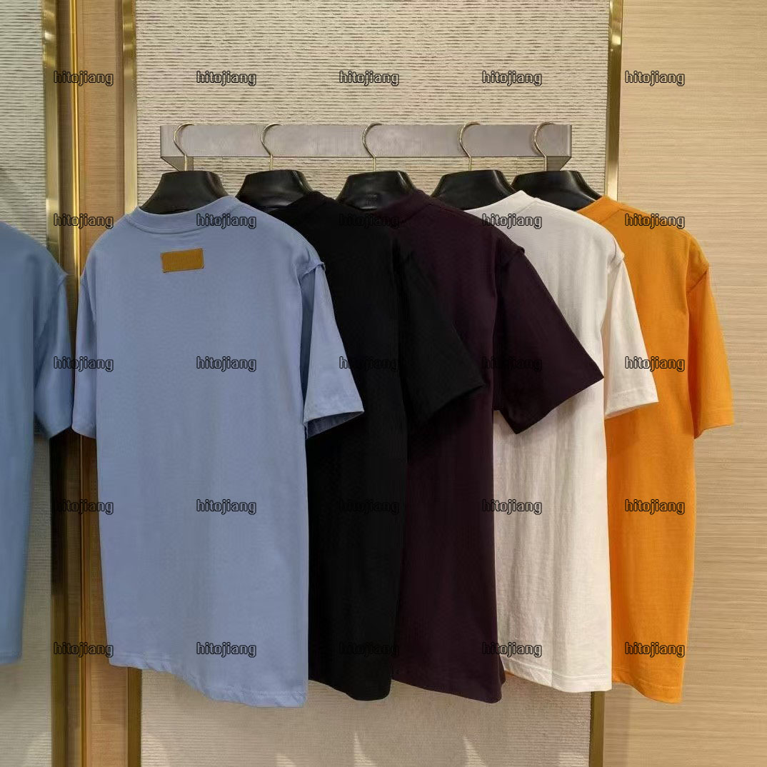 Designer Embossed letters tshirt Chest Letter Laminated Print Short Sleeve High Street Loose Oversize Casual T-shirt 100% Cotton Tops for Men