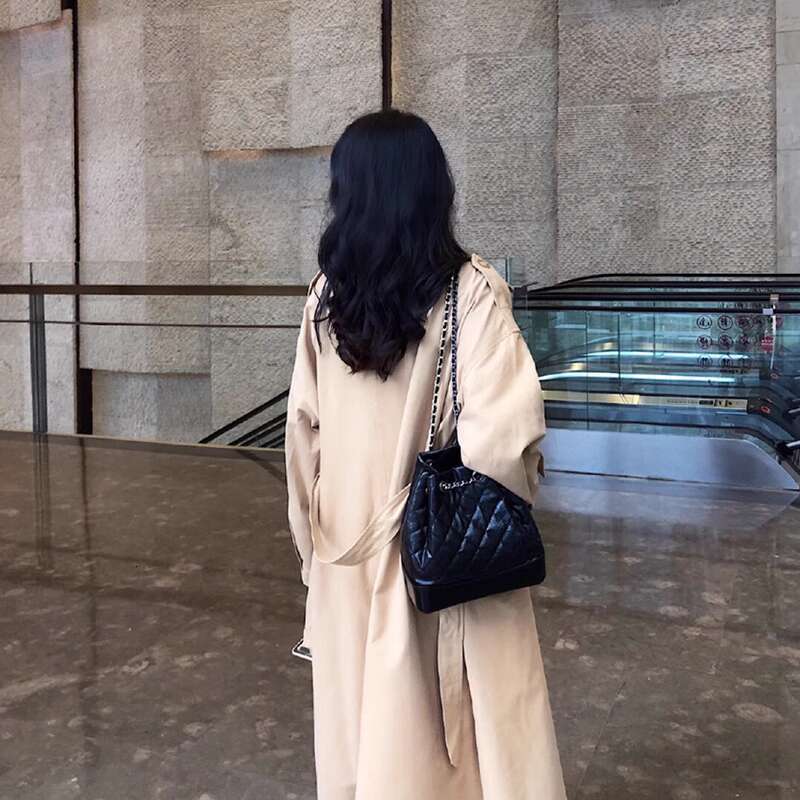 Xiaoxiangfeng Lingge Chain Bucket Bag for Women New Trendy Internet Celebrity Stray Genuine Leather s Single Shoulder Backpack