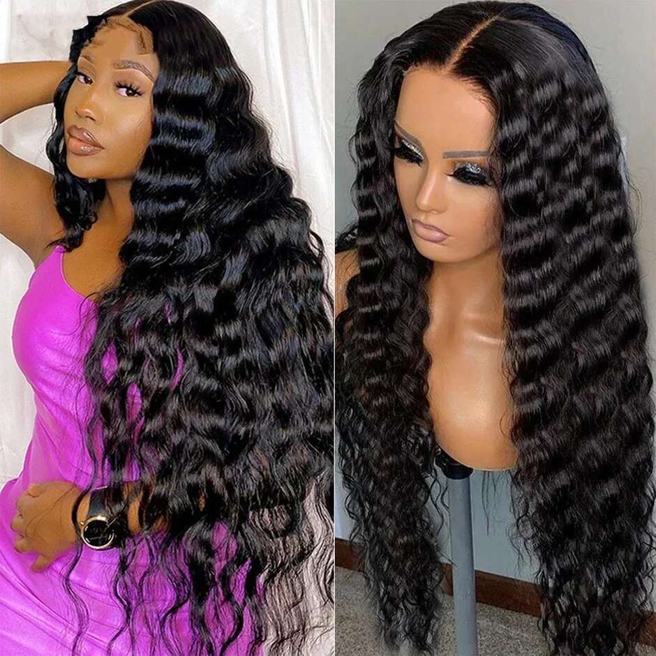 Yawawe Hair Glueless preplucked Deep wave ready to go HD lace frontal wig Wear Go human hair wigs for women
