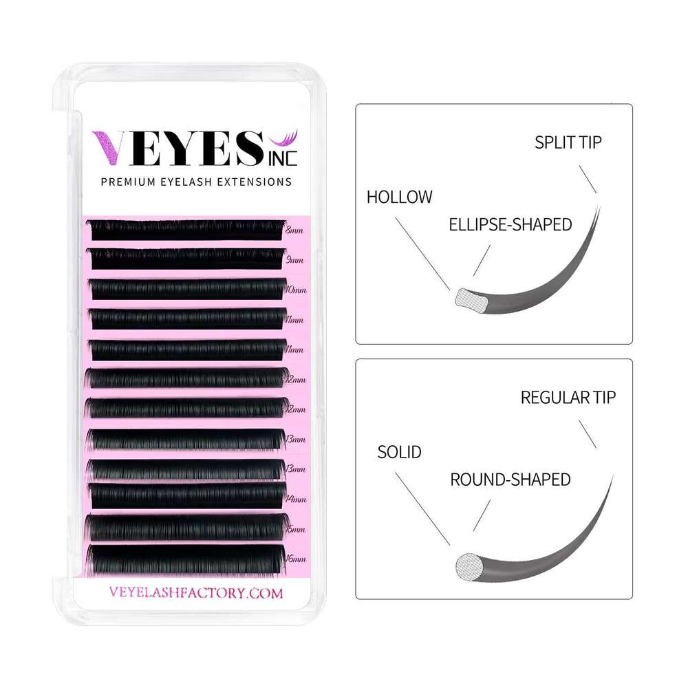 VEYES Ellipse Flat Lashes volume eyelash extensions Super Soft Split Tips 0.15 C D Curl Eyelash Extensions Individual Cashmere