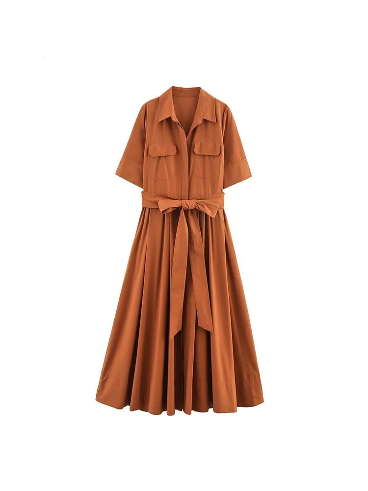 Women Summer Shirts Dresses Fashion Solid Sashes Bow Poplin Short Sleeve Female Elegant Street MIDI Clothing 250520