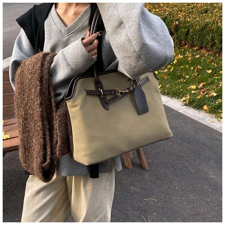 Women's Bags Designer Premium Vintage Leather Tote Bag - Spacious Commuter Shopper With Crossbody Strap & Modern Minimalist Gold Accents
