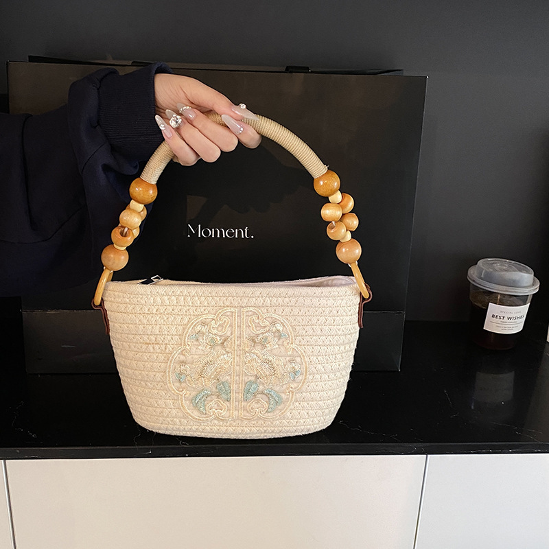 Women's Shoulder Bag Free Shipping Designer Bag Chinese Style Simple Knitted Bag Handbag Fashionable Woven Commuting Tote Bag Vacation Beach Bag