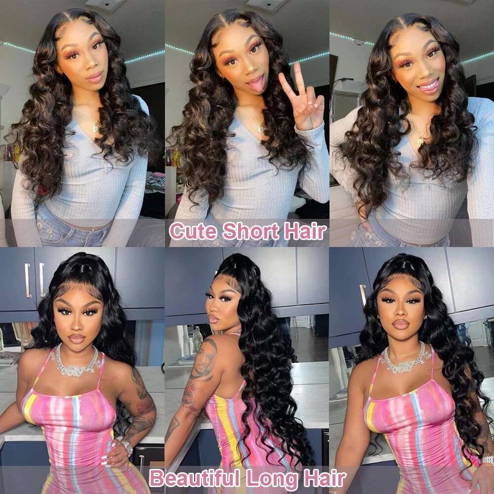300 Density Loose Deep 13x6 Frontal Human Hair Wigs 40 Inch Black Nature Water Wave 13x4 Lace Front Wig For Women