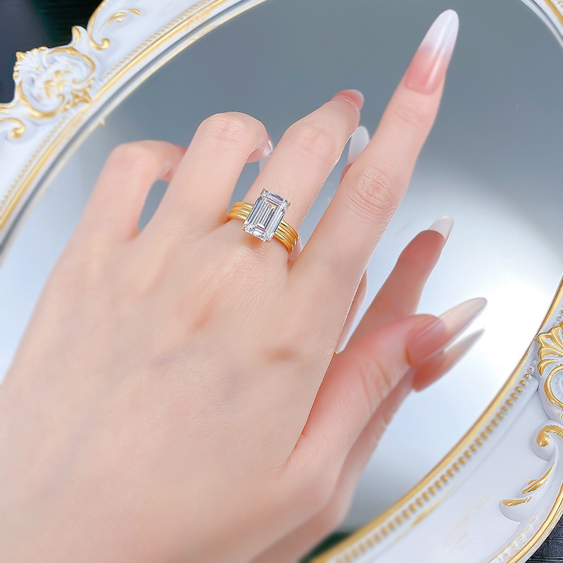 Timeless Beauty - Designer S925 Silver Gold-Plated Rectangle Gemstone Piece Ideal For Milestones