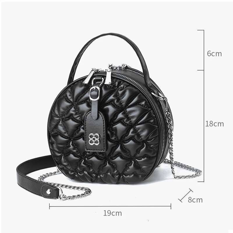Brand Small Round Bags For Women Chain Shoulder Fashion Purses And Handbags Designer Crossbody Bag Ruffled Satchel