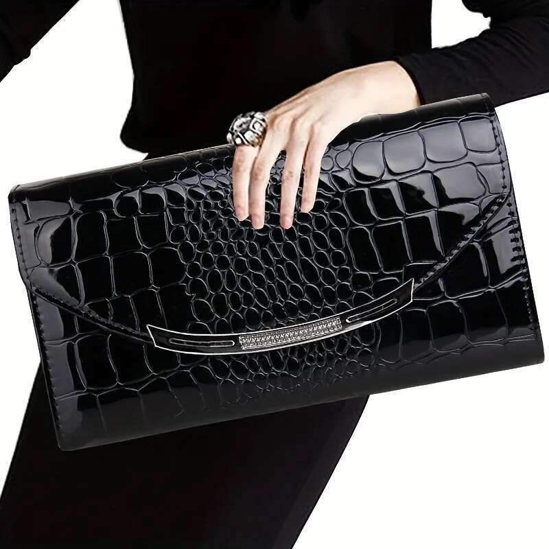 Patent Leather Women's Large Capacity Chain Clutch Single Shoulder Straddle Bag