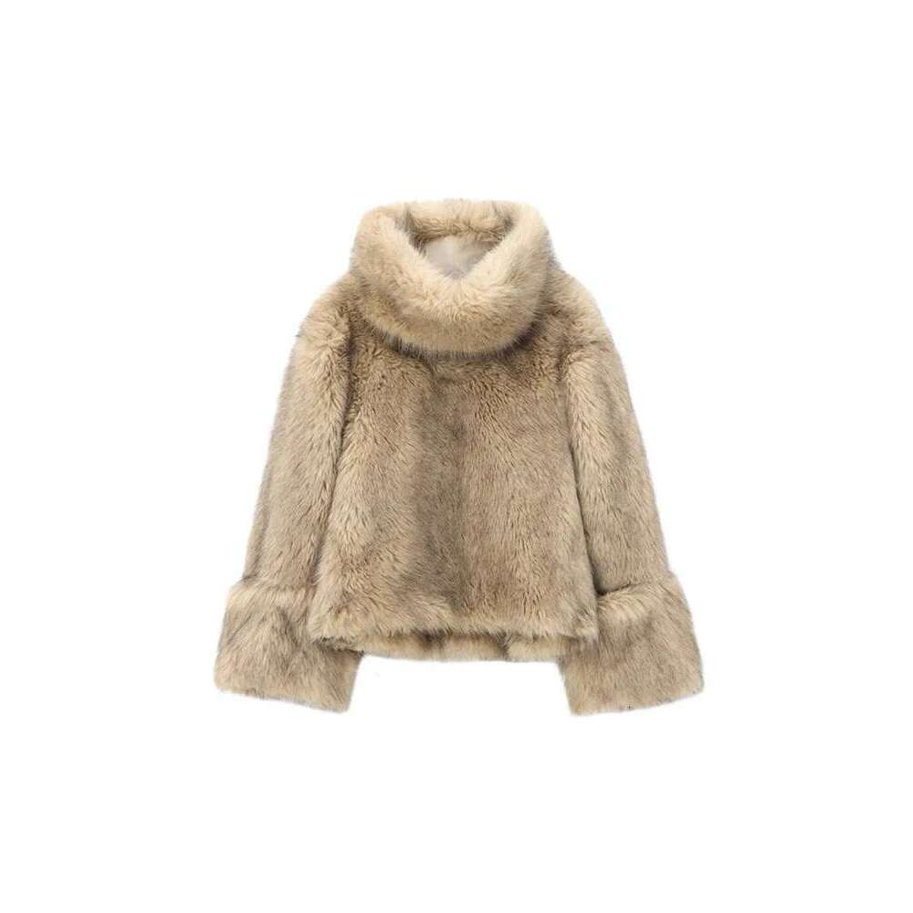 European American style women's autumn and winter new fashion all-match artificial fur effect sweatshirt