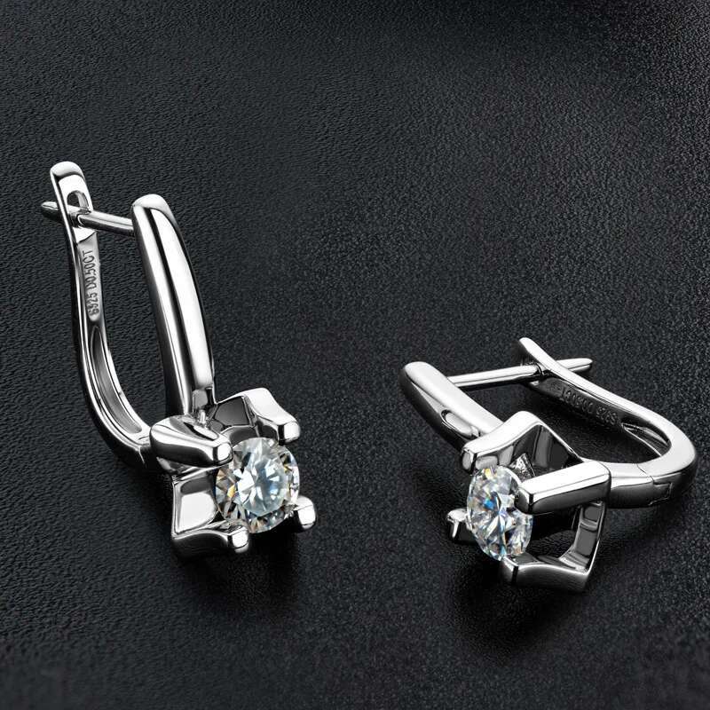 COSFIX Hoops 925 Sterling Silver Real 3.5mm Moissanite Stud Earrings For Women Sparkling Yellow Jewelry Gifts