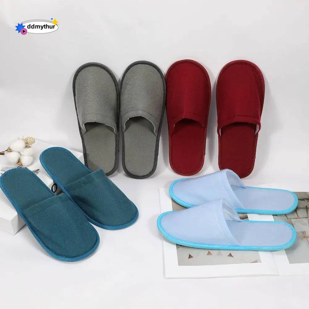 4 Pairs Closed Toe Plush High Quality Disposable Travel Slides Households Shoes Non-slip Hotel Slippers ddmythur