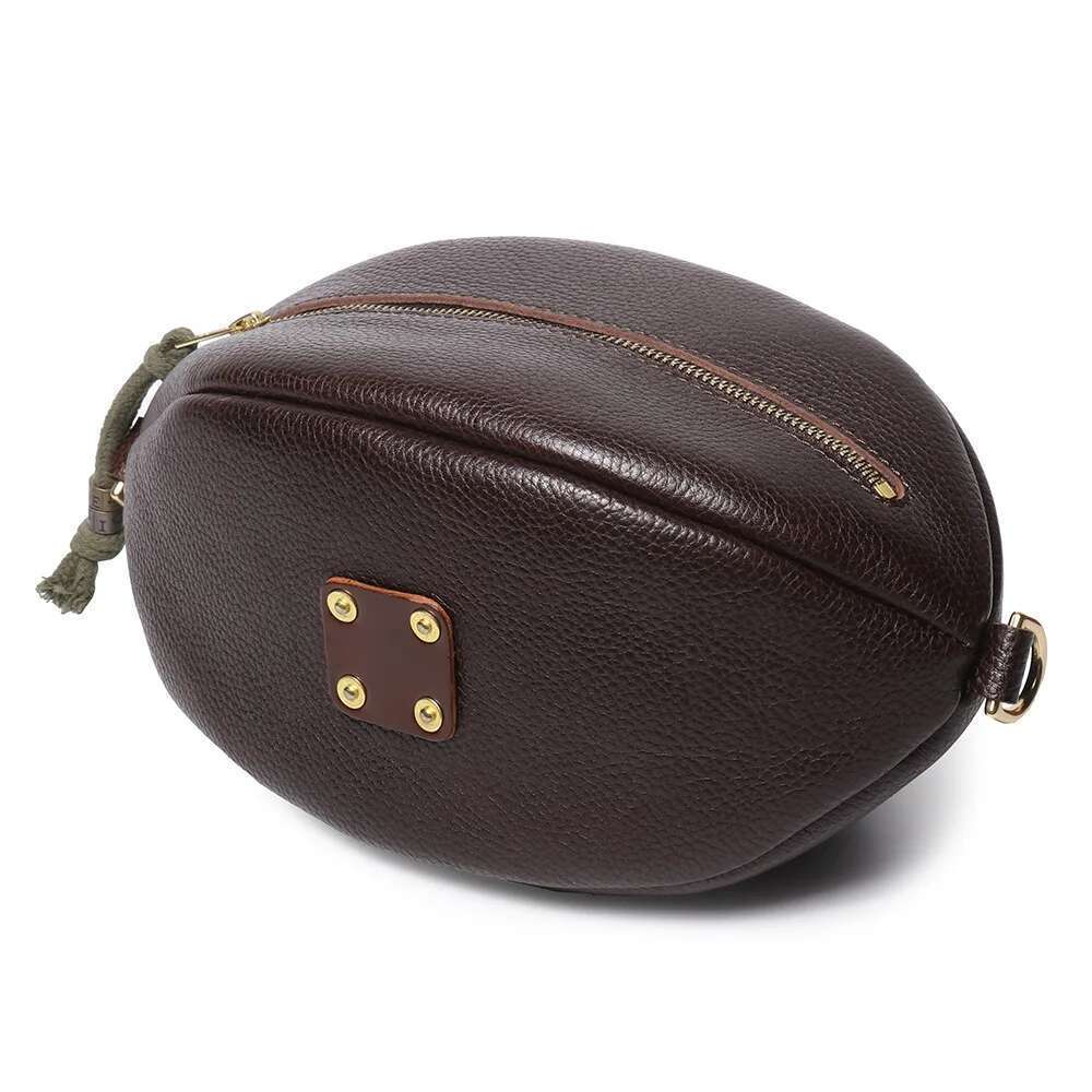 New men's football breast bag first layer cowhide crossbody trendy personalized vegetable tanned leather small backpack