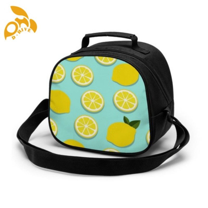 Free delivery. Custom-made round, beige, white and black semi-long, lightweight, simple and portable meal bags by designers