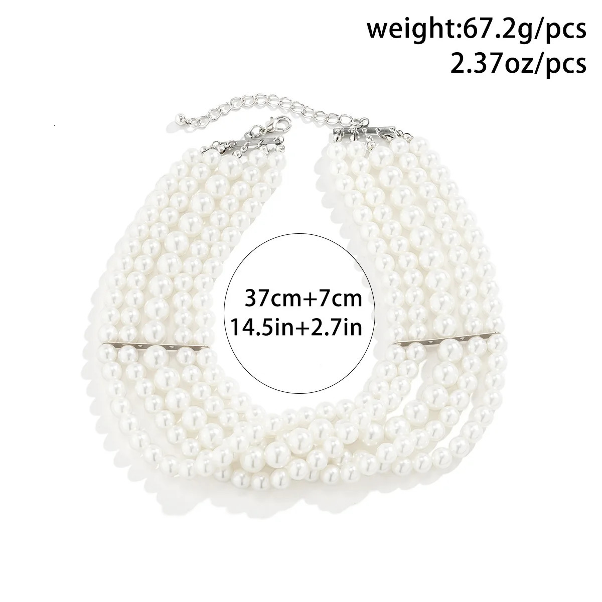 Vintage Pearl Multi-Layer Necklace Oval Beasds Choker Elegant Collar for Womens Chain Jewelry Accessories Party Gift 250520