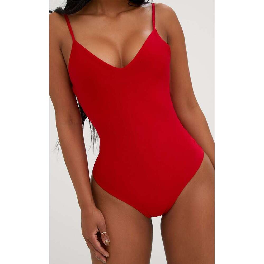 European and American vest, women's camisole, backless drawstring, plus size sexy solid color triangle one-piece swimsuit, bikini, 2025 new casua