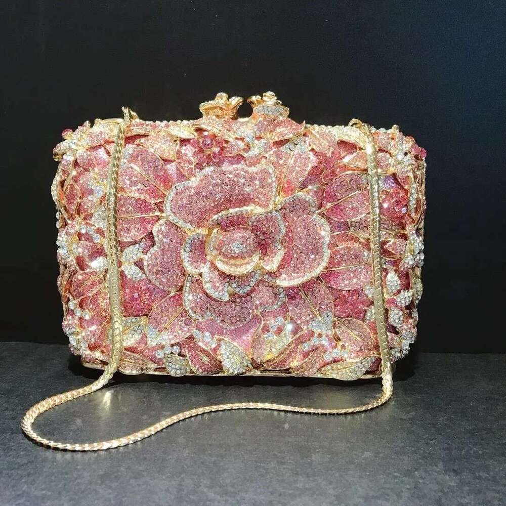 2025 New Arrival Flower Crystal Wedding Bridal Clutch Purse Designer Women's Dinner Party tail Handbags Dia Bags