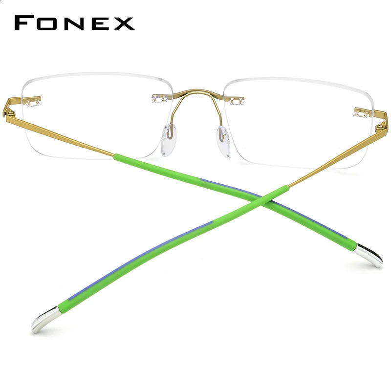 FONEX Glasses Frame Men n Rimless Square Eyeglasse Frameless UltralightWeight Japanese Eyewear 85900 250515