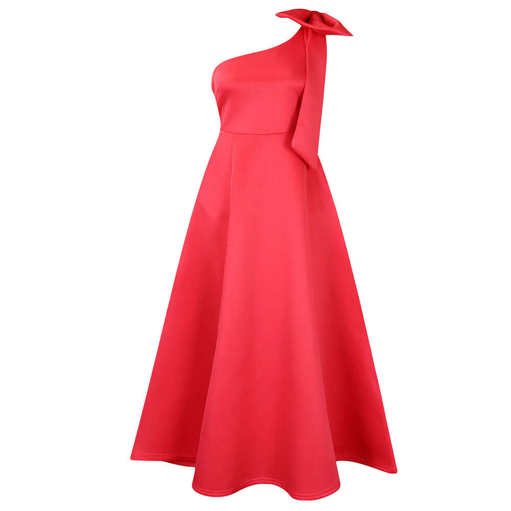 Women's Wear D3322 Women's New Cross Shoulder Large Bow Sexy Long Dress