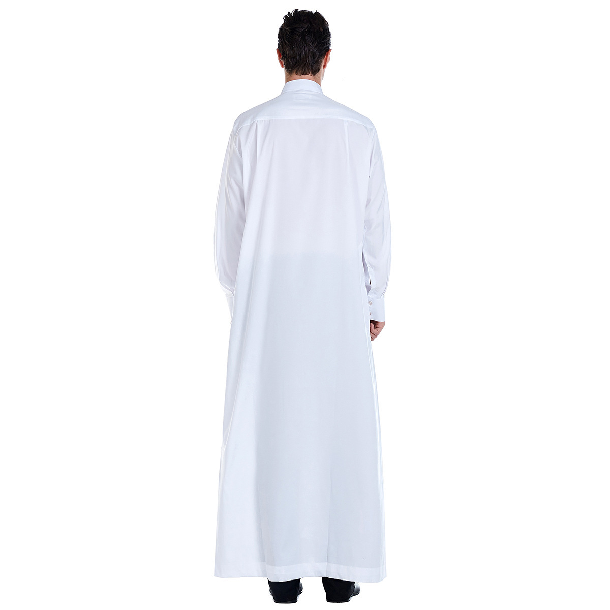 High quality new item free delivery men's standing collar solid color button Muslim long shirt large ethnic 2025 new item