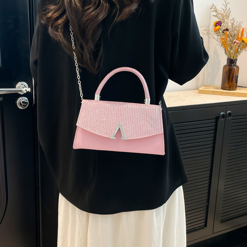 New Personalized Leisure Texture Small Square Bag Spring New Western Fashion Women's Single Shoulder Crossbody Bag Fashion Shining Designer Handb