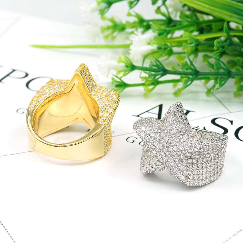 Hot Selling Customize S925 Sterling Silver Iced Out Moissanite Mens Ring Hip-Hop Style Fine Jewelry