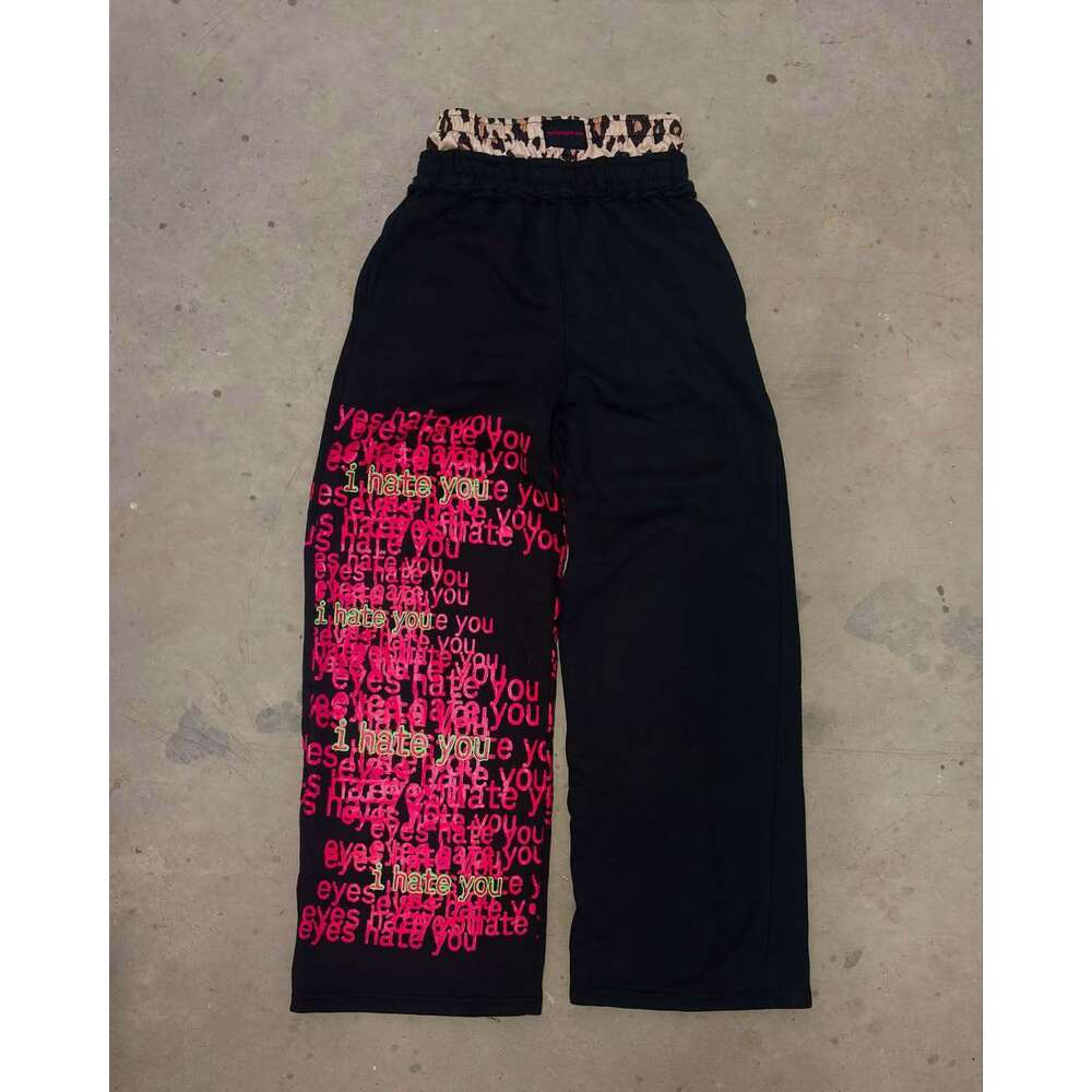 Double waist design casual street men's hip-hop gothic Harajuku loose Y2K letter pattern sports pants