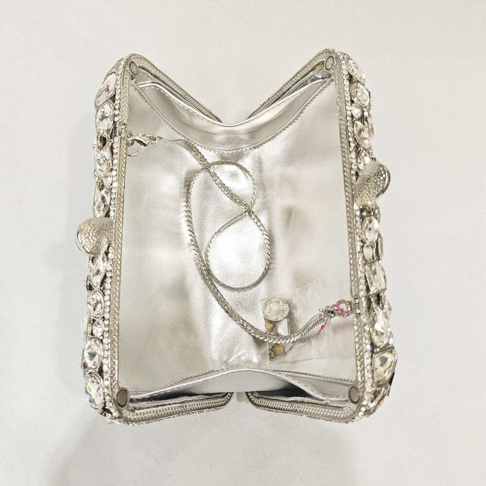 Sier/Gold/Blue Stone Evening Clutch Wedding Bag Crystal Bridal Prom Handbags Dinner Banquet Women Clutches Bags