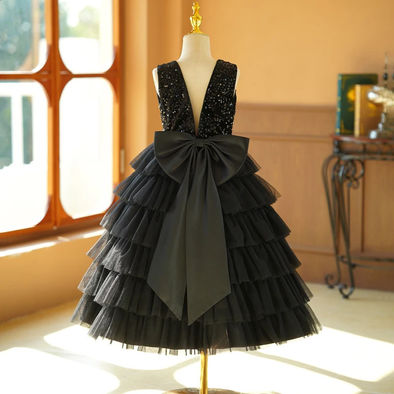 2025 Little Girl Princess Dress Light Hepburn Style Dress Birthday Party Dress Girl Cake Dress High End Childrens Dress 250519