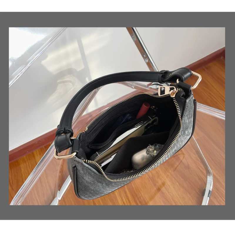 Casual Women Half Moon Underarm Bags Grey PU Leather Hobos Shoulder Bag for Female All Match Ladies Crossbody Bag Purse Handbags M250520