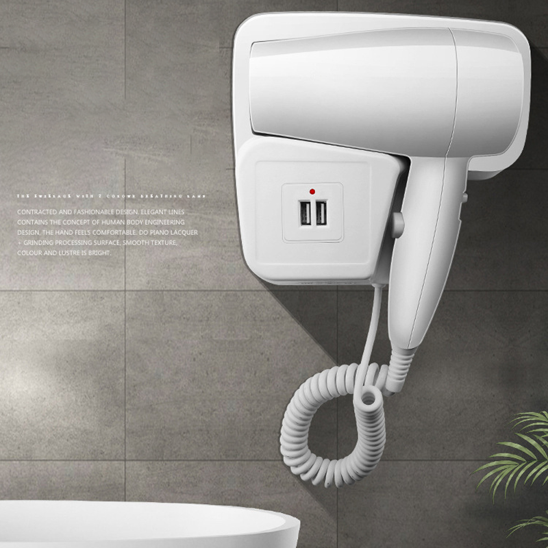 Wall-mounted Hair Dryer In Guest Room Bathroom
