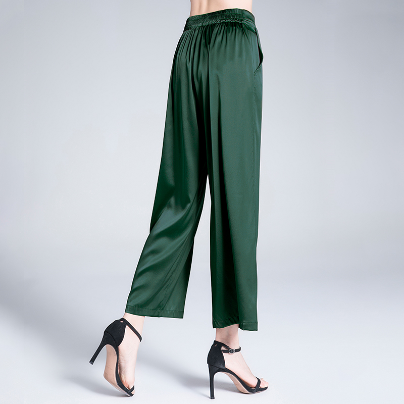 OC60502 Duty Free Women's Straight-Legged Trousers Made of Fine Mulberry Silk - Lightweight & Flowing Design