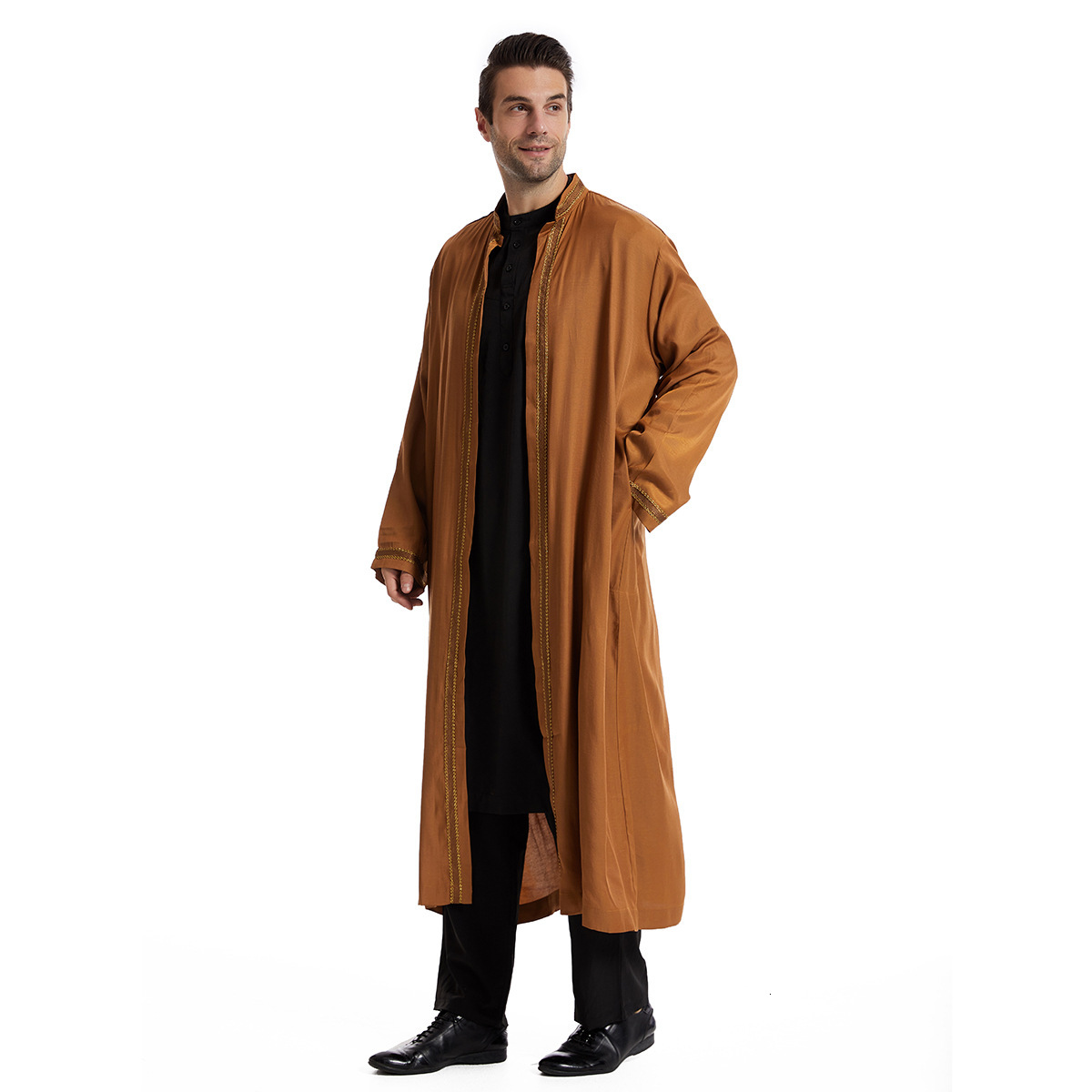 Ethnic Clothing Designer Clothing Men's Long Robe Arab Muslim Men's Clothing Plus Size Fashion Jacket 2025 New Item