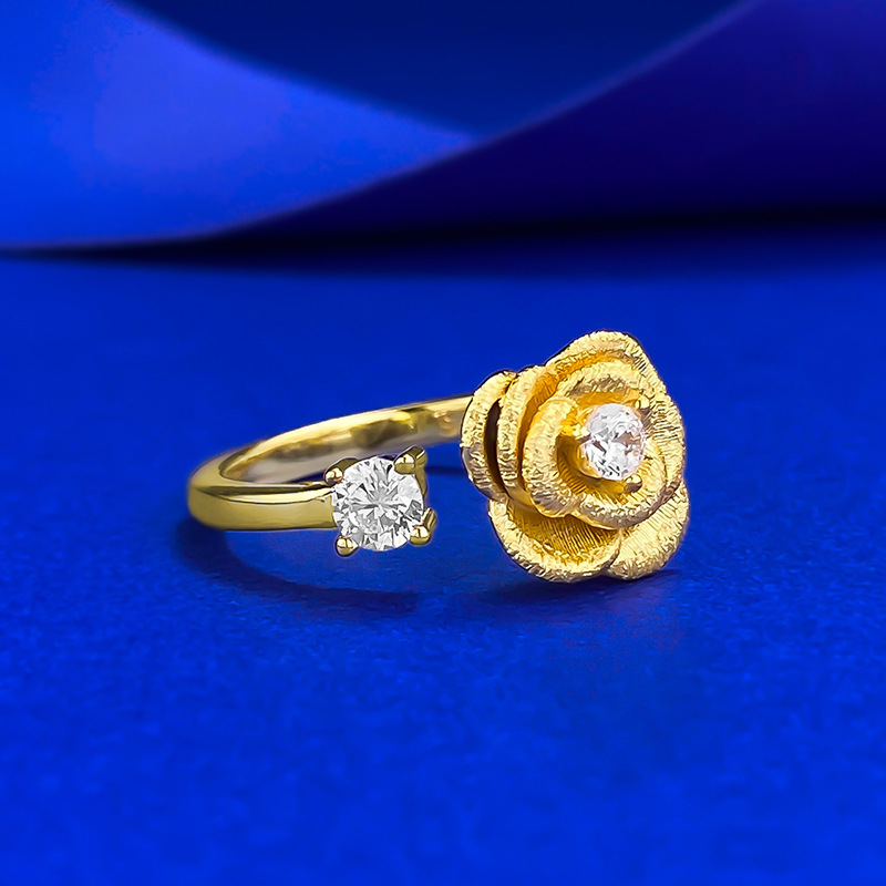 Elegant Rose Gold S925 Sterling Silver Flower Ring with Sparkling Diamonds, Perfect for Casual and Formal Occasions, Ideal for Gifting
