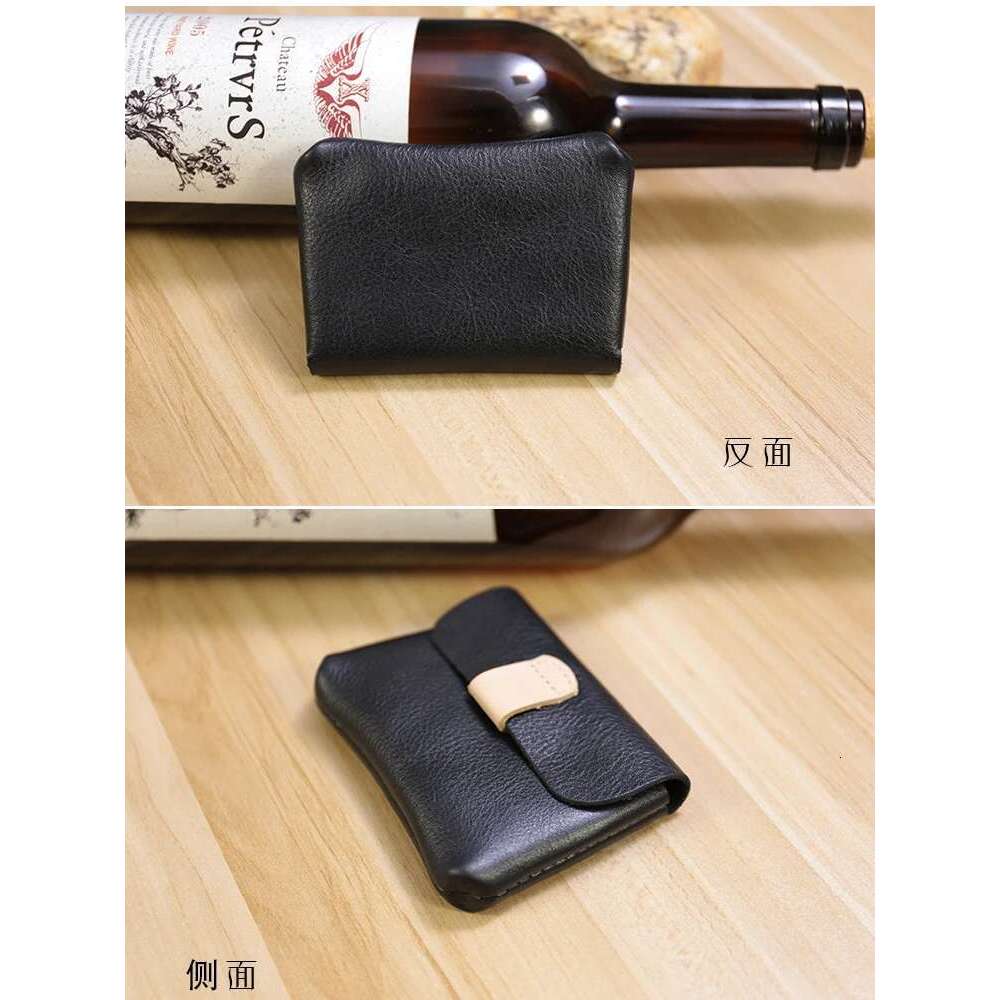 Vintage 100% Handmade Crazy Horse Genuine Leather Holder Wallet Men's Credit Card Cover Large Capacity Black MC-913