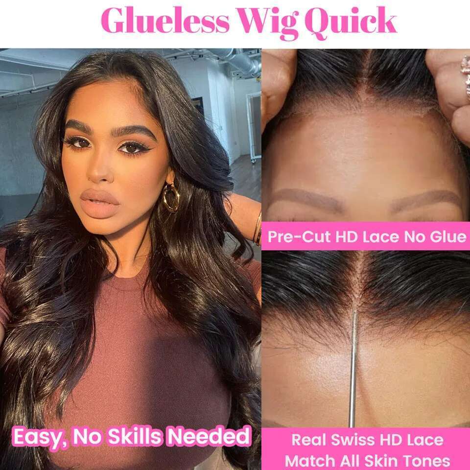 And Brazilian Body Wave 4x4 Lace Glueless Human Hair Wig 180% Wear Pre Plucked Ready To Go