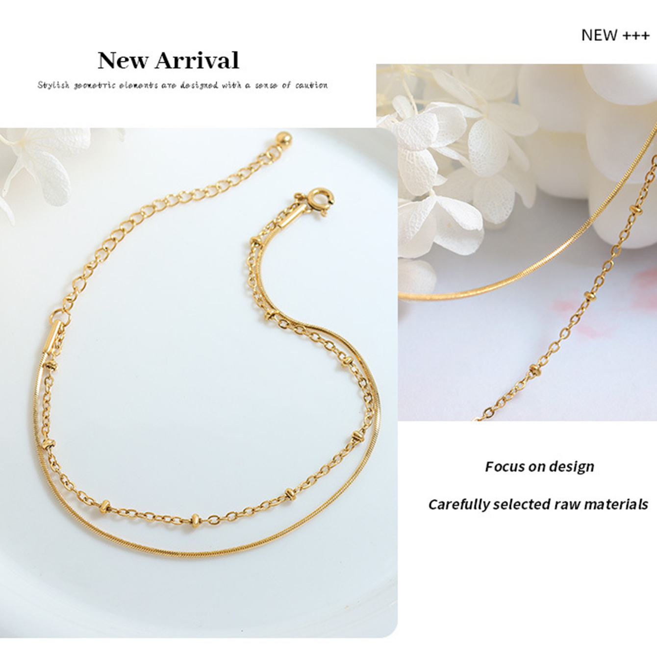 TUPMI Dainty Layering Bracelets for Women 18 k Gold Plated Fashion Adjustable Chunky Cuban Snake Link Chain Bracelets Double-layer Jewelry for Women G