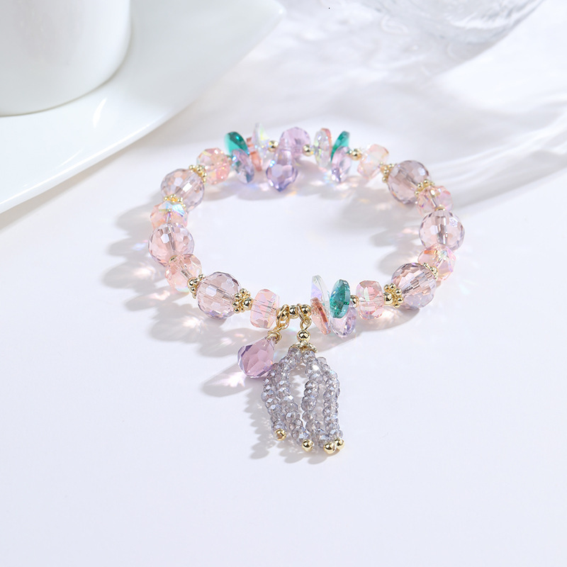 style Little Fresh Crystal Bracelet with Female Micro Inlaid Tassel Beaded Bracelet, Super Sparkling Fairy Sweeess Handmade