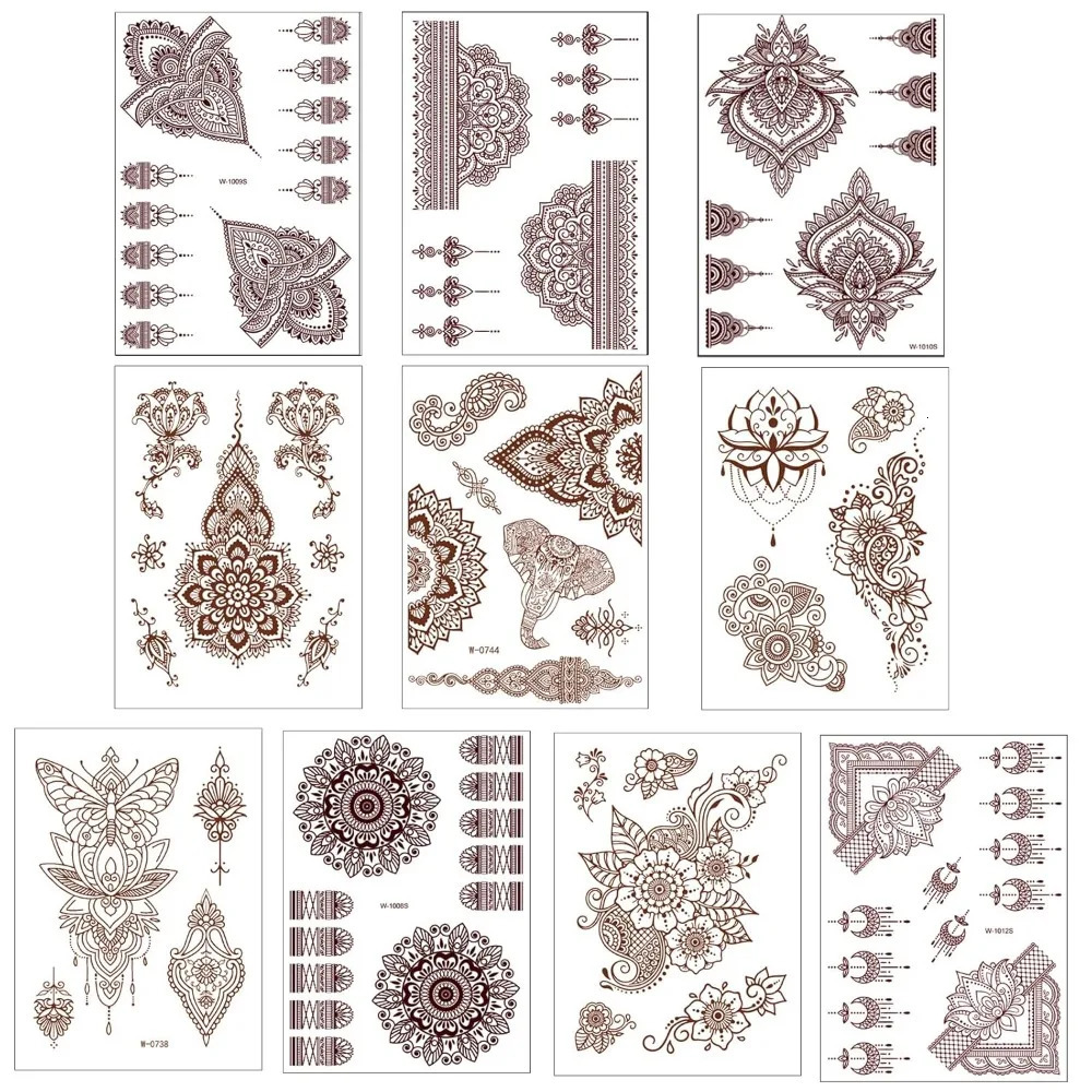 10 Pieces Henna Tattoo Set Temporary Tattoo Stickers Lace Pattern Fake Tattoo Henna Stickers 250515