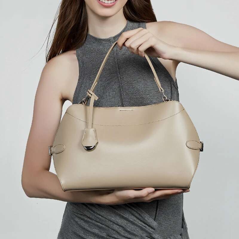 Burminsa Cowhide Genuine Leather Tote Handbags For Women New 2025 Designer Top Handle Work Ladies Shoulder Crossbody Bags