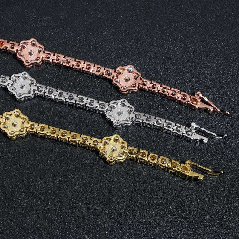 COSFIX Luxury Womens Moissanite Bracelet s925 Silver Moissanite Bracelet For Men D Color Women Full Moissanite Tennis Chain