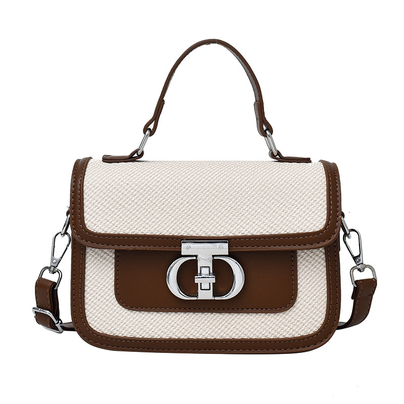 Korean Fashion Handheld Small Square for Women 2025 New Style Color Contrasting High end Versatile Commuter Single Shoulder Crossbody Bag