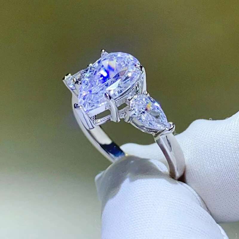Women Moissanite Ring s925 Silver Heart Cut D Color Moissanite Rings for Women Luxury 1-3ct Pear Cut Women Moissanite Ring