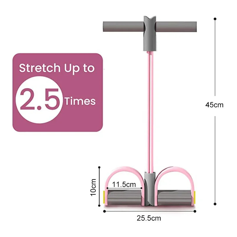 Resistance Band 4Tube Yoga Pedal Puller Elastic Pulling Rope Fitness Equipment for Abdominal Waist and Arm Training 250427