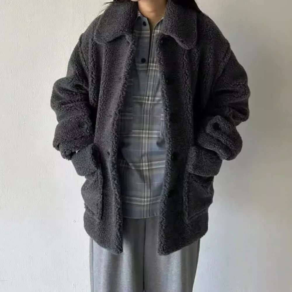 Kuzuwata Casual Slim Classics Jacket Safari Style All-match Stand Collar Warm Coat Japan Commuter Cute Vintage Outwears