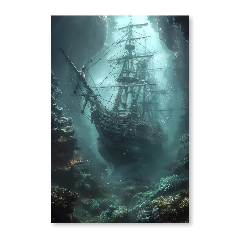 Generic Sunken Ship Canvas Poster Wall Art Decor Print Picture Paintings for Living Room Gift ForBedroom Decoration 24x36inch(60x90cm)