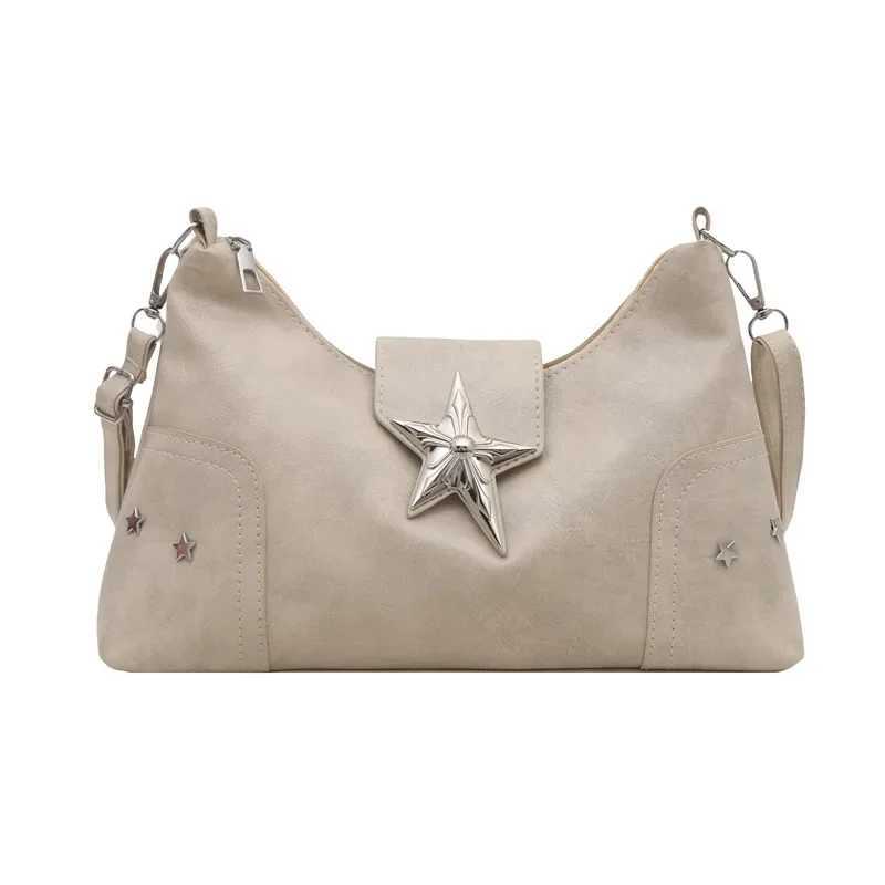 Casual Y2k Cool Hot Girls Pu Crossbody Bag Commuter Female Phone Handbags Purse Punk Style Star Design Women Hobos Shoulder Bags M250520