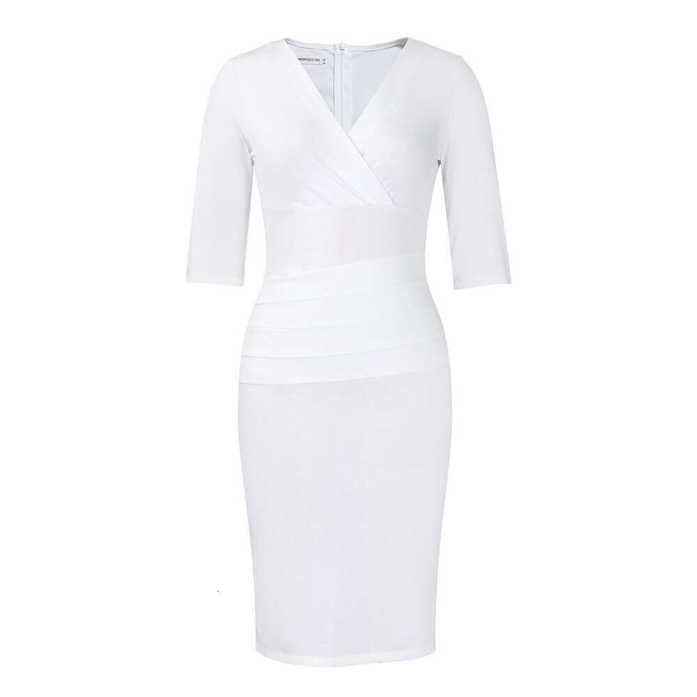 Women's Wear D3217 Women's V-Neck Style Hip Wrap OL Tongle Large Dress