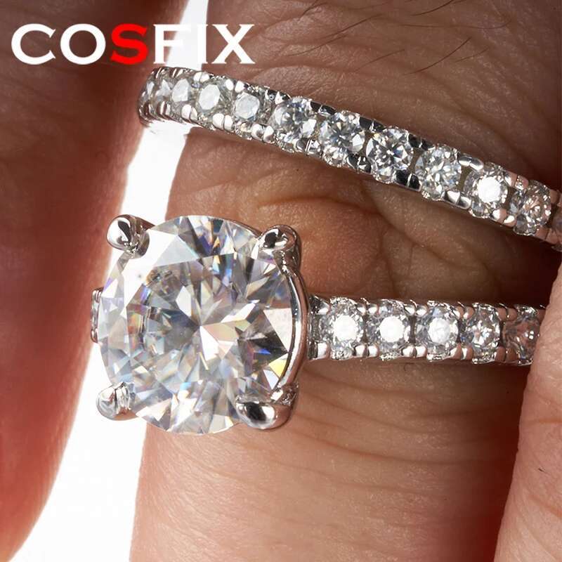 3ct D Color Women Moissanite Ring Set Bridal Sets Wedding Band Silver Rings Moissanite Rings for Women Luxury Women Row Rings