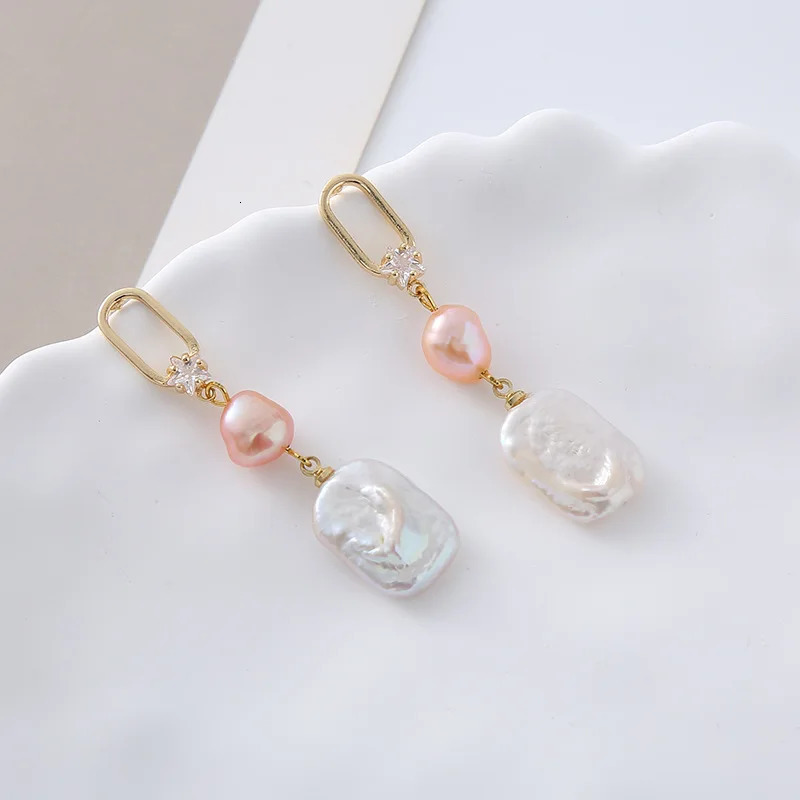 Arrival 100% Natural Baroque Freshwater Pearl 14K Gold Filled Female Tassels Stud Earrings Jewelry Anti Allergy For Women 250517